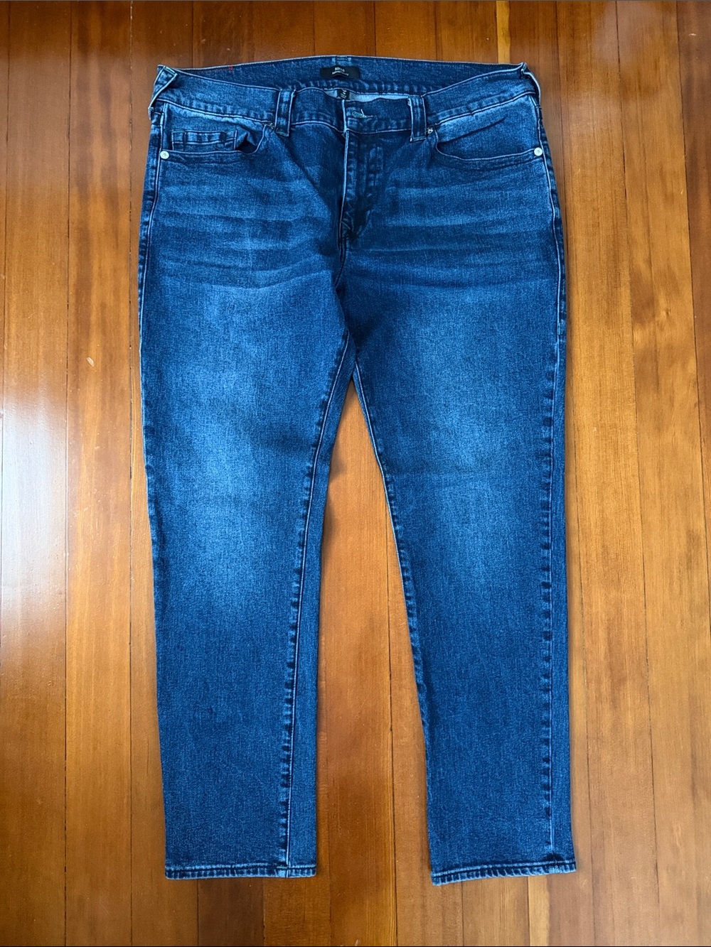 True Religion Men's Slim Straight Jeans in Indigo Blue Denim